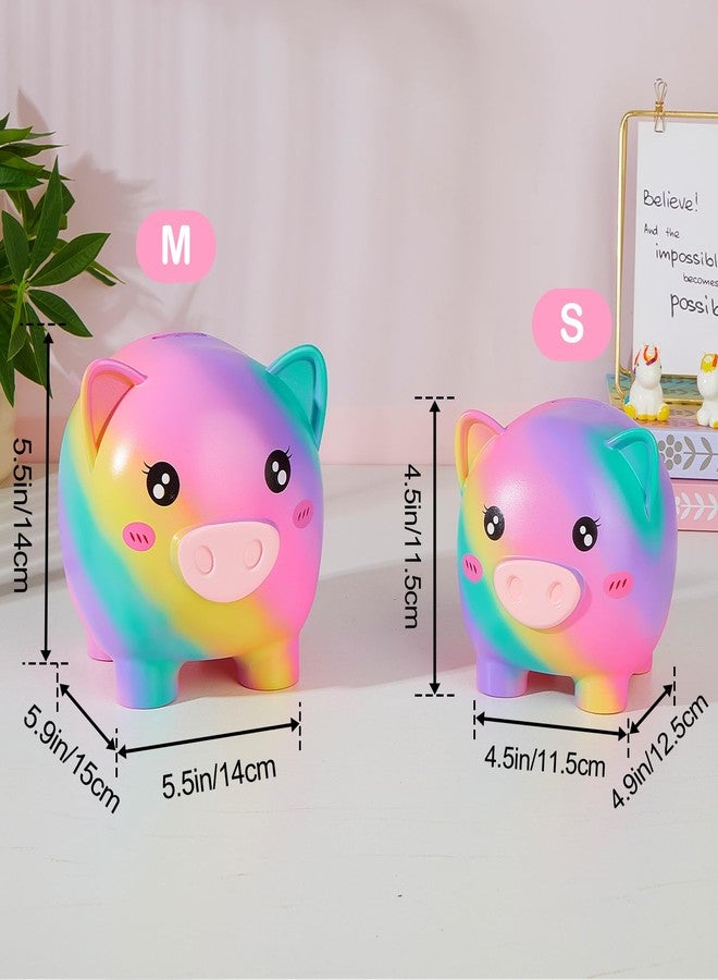 Play Tailor Piggy Bank for Girls Large Unicorn Piggy Banks with Necklace Bracelet DIY Stickers Cute Coin Piggybank Unbreakable for Toddler Kids Christmas Birthday Gifts, Rainbow with Rainbow Dress, M - Image 3